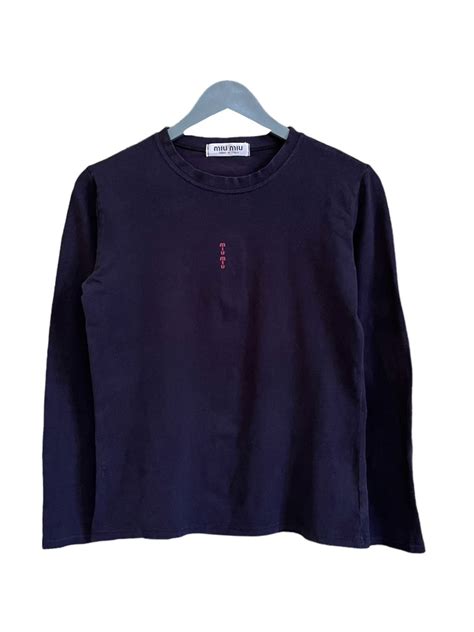 miu miu long sleeve tee|miumiu t-shirts grey.